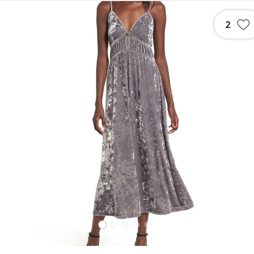 Nordstrom BP Grey/Silver Velour Midi Dress